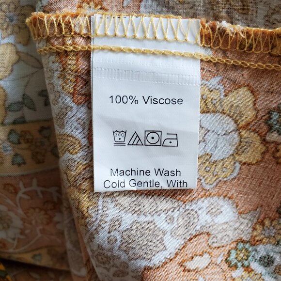 Cottage Core Peasant Boho Tunic Top Blouse Womens L Elephant Flowers Autumn Fall - Picture 15 of 16